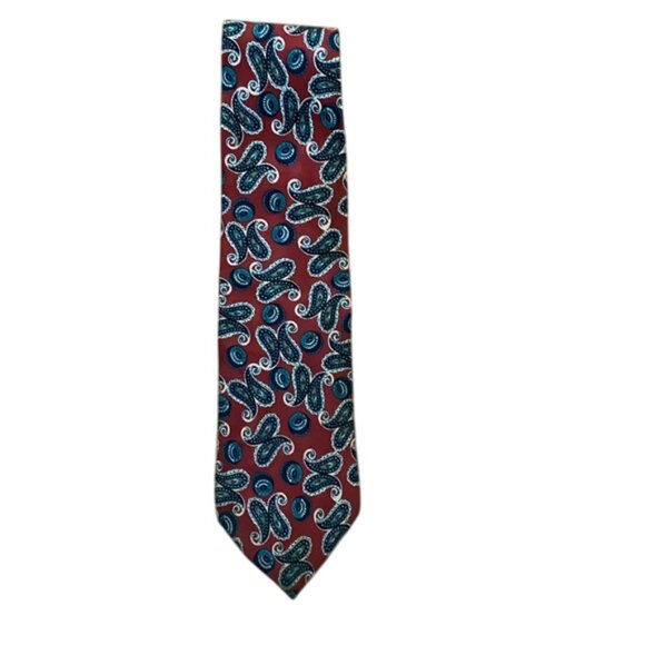 Oscar de la Renta Men's Vintage Red Paisley Silk Tie Made in USA - Picture 1 of 7